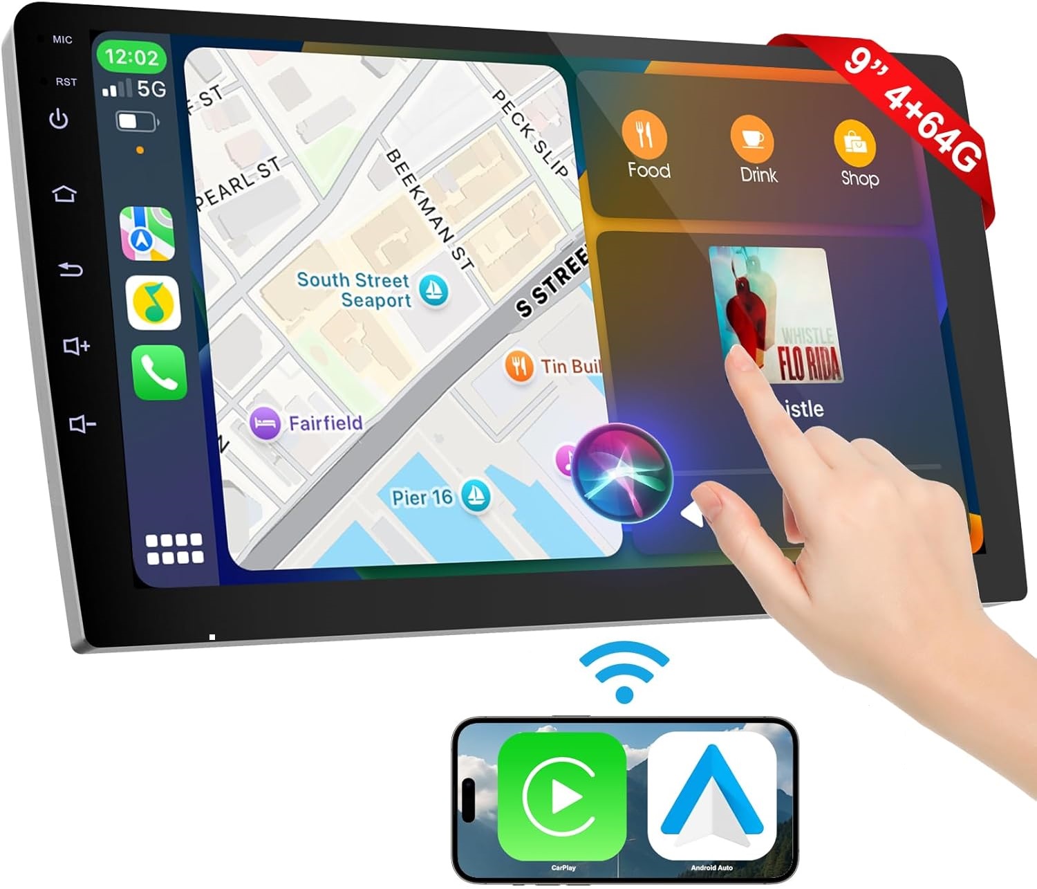 Sanse 904Q 9" QLED Android Car Stereo β Wireless Apple CarPlay & Android Auto | 4GB+64GB