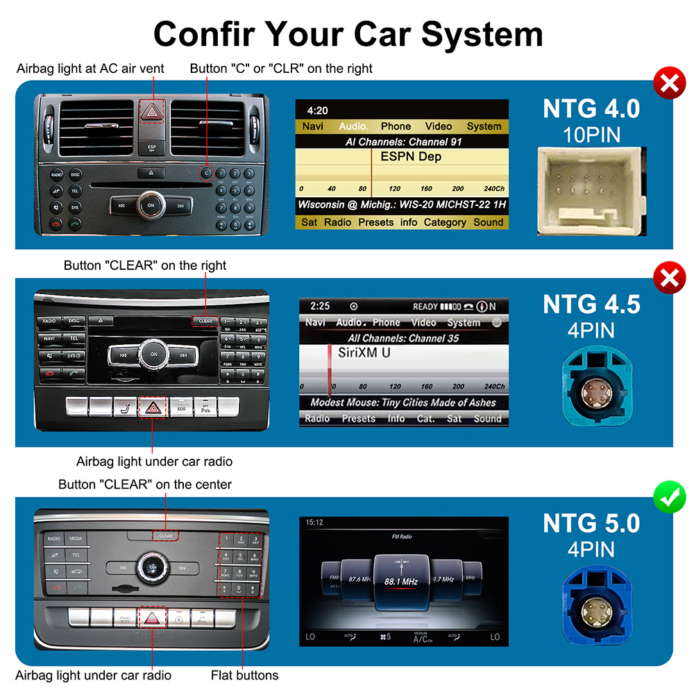 Mercedes-Benz NTG5.0 Apple CarPlay & Android Auto Upgrade Kit (Optional Backup Camera Integration) - Image 7
