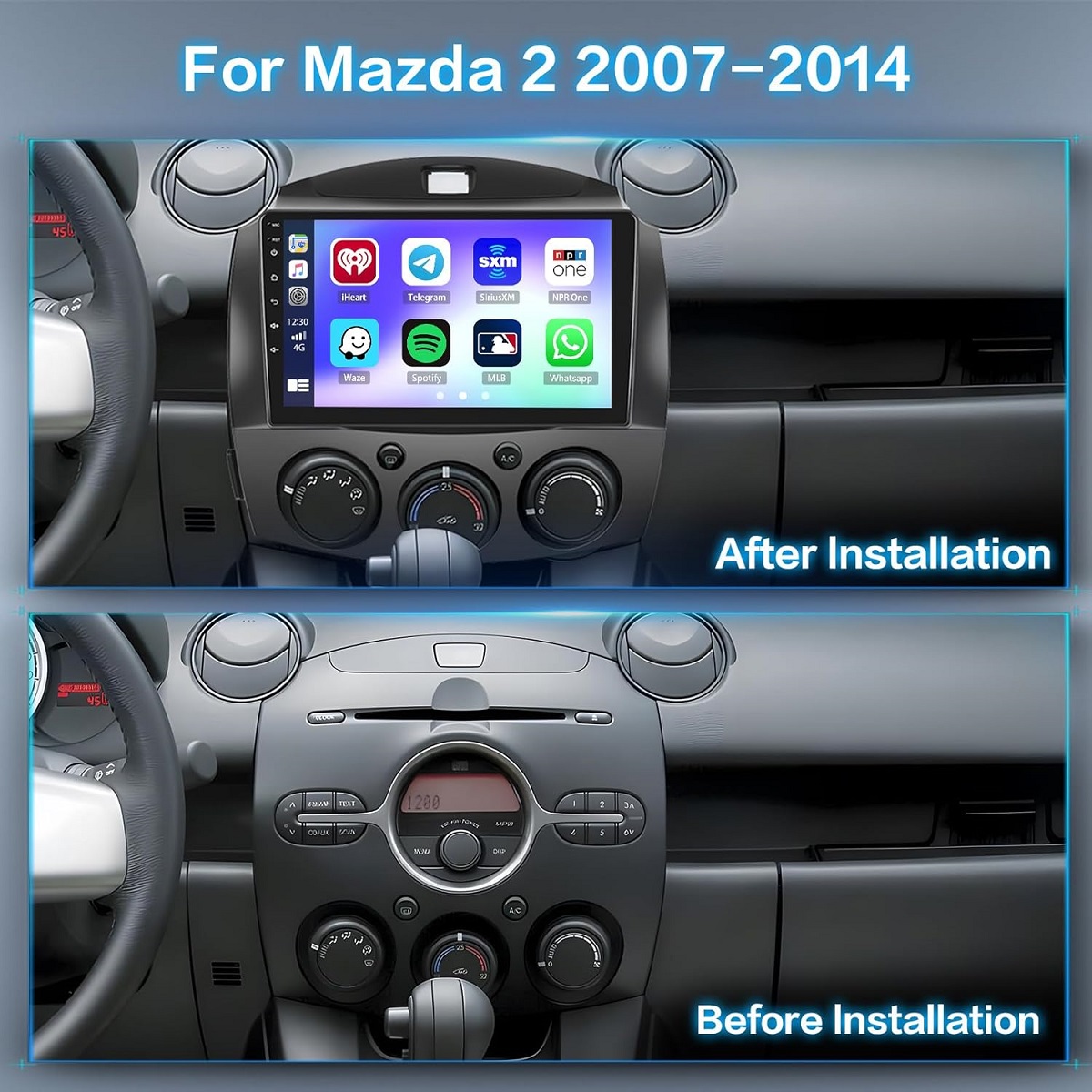 Mazda 2 (2007–2014) Wireless CarPlay & Android Auto Stereo + Backup Camera Installation