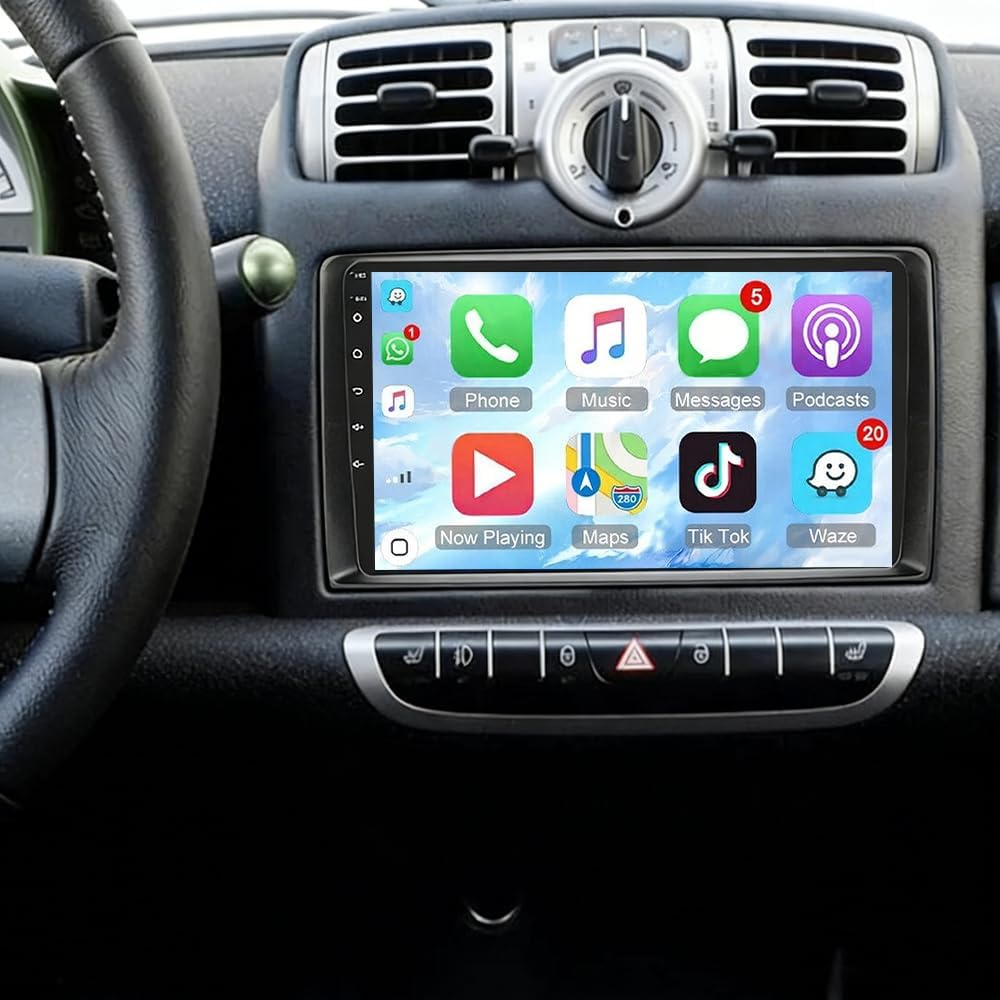Smart Fortwo 2008–2010 9” Wireless CarPlay & Android Auto Stereo